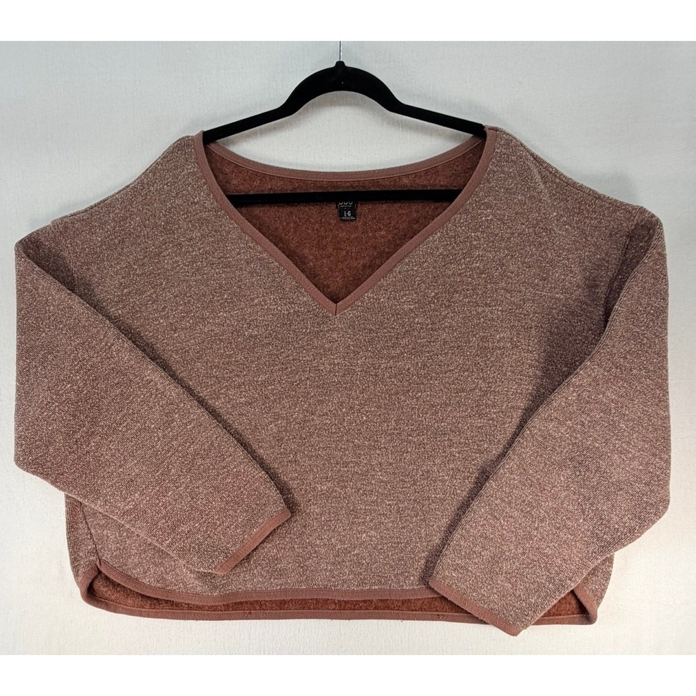 BDG Urban Outfitters Mauve Marled V-Neck Cropped Fleece Sweater Large